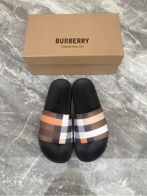 Burberry Check Print Casual Slides Black and Beige