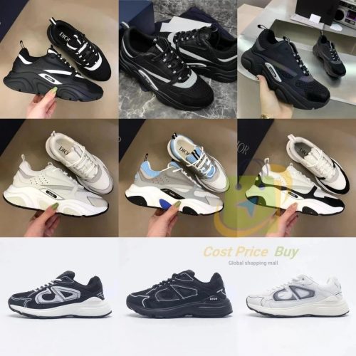 Dior B22 Chunky Sneakers Mesh and Leather Black and White