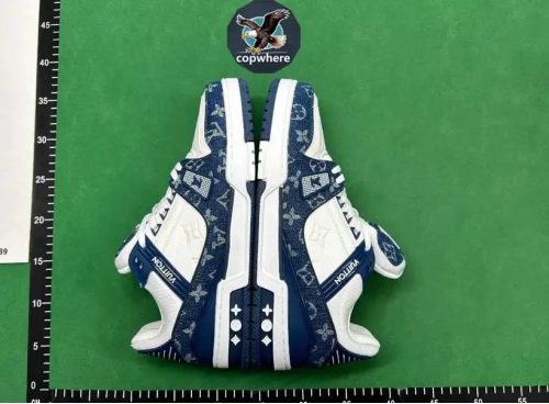 Louis Vuitton LV Trainer Sneaker Denim Low Top Sneakers Blue and White