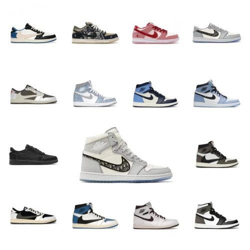 Jordan Air Jordan 1 High Dior High Top Sneakers Gray and White