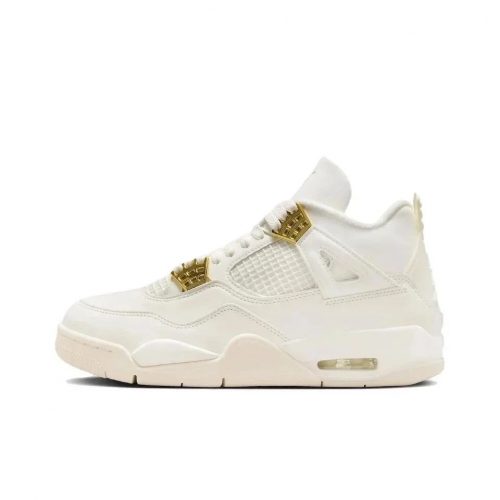 Jordan Air Jordan 4 Retro Metallic Gold High Top Sneakers White