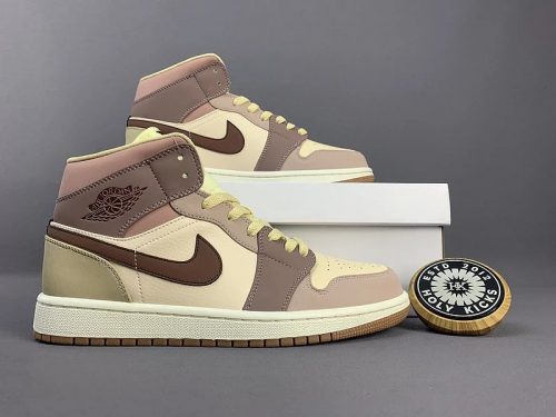 Jordan Air Jordan 1 Mid Retro Sneakers Brown and Beige
