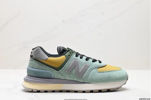 New Balance 574 Casual Suede Sneakers Light Green and Yellow