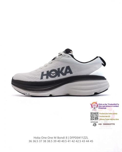 Hoka One One Hoka Bondi 8 Chunky Running Shoes White and Black