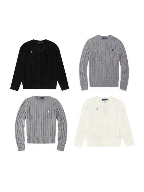 Ralph Lauren Cable-Knit Cotton Sweater Classic Crewneck Multicolor