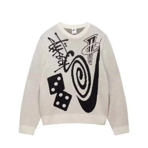 Nike Stussy x Nike Graphic Streetwear Sweater White and Black