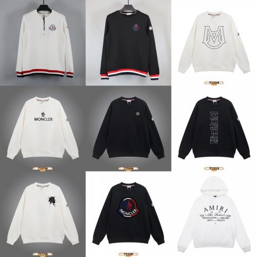 Moncler Graphic Cotton Sweatshirt Casual Pullover Black and White