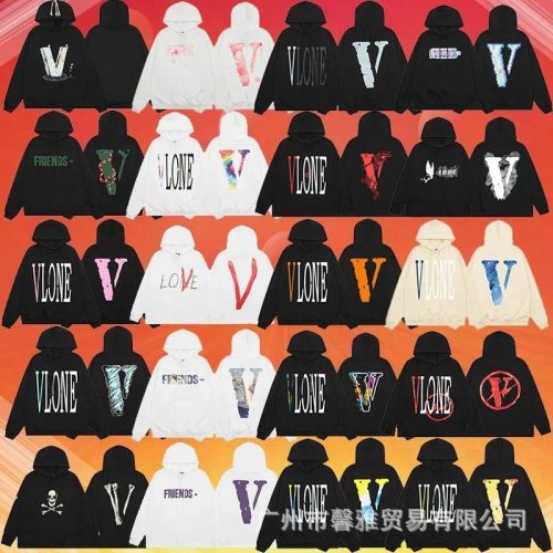 Vlone Graphic Print Streetwear Hoodie Multicolor