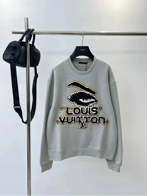 Louis Vuitton LV Eye Graphic Embroidered Sweatshirt Gray