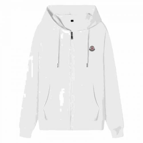 Moncler Zip-Up Hoodie Casual Sweatshirt White