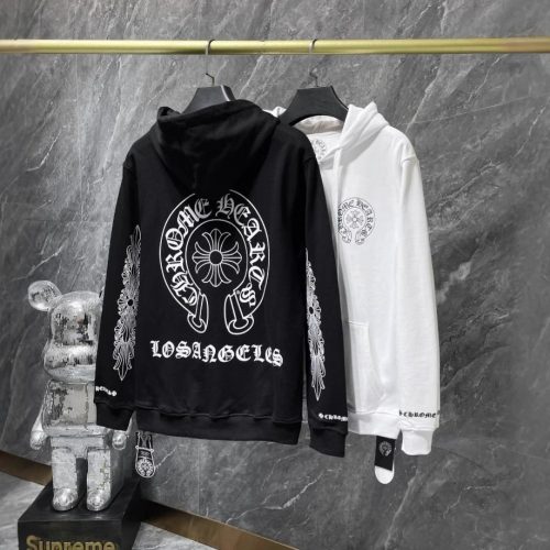 Chrome Hearts Los Angeles Horseshoe Print Graphic Hoodie Black and White