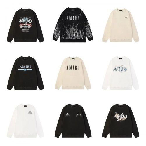 Amiri Graphic Print Cotton Crewneck Sweatshirt Black and White