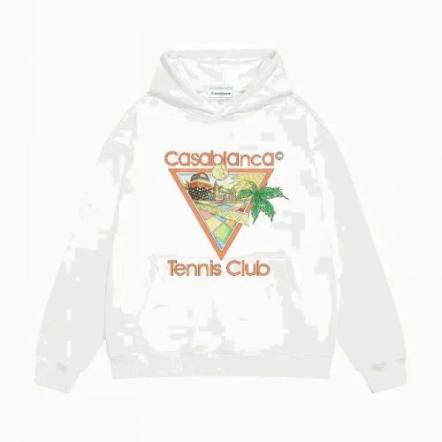 Casablanca Tennis Club Graphic Cotton Hoodie White