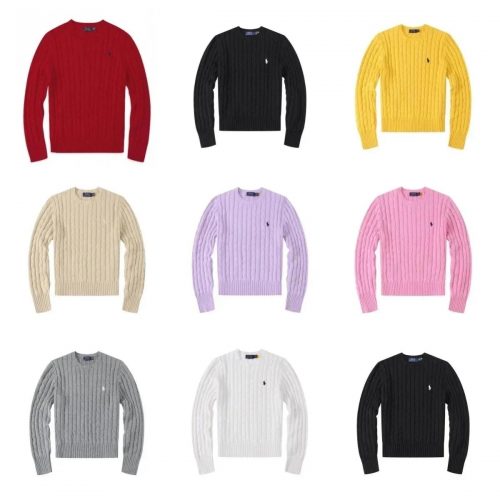 Ralph Lauren Cable-Knit Cotton Sweater Classic Crewneck Multicolor