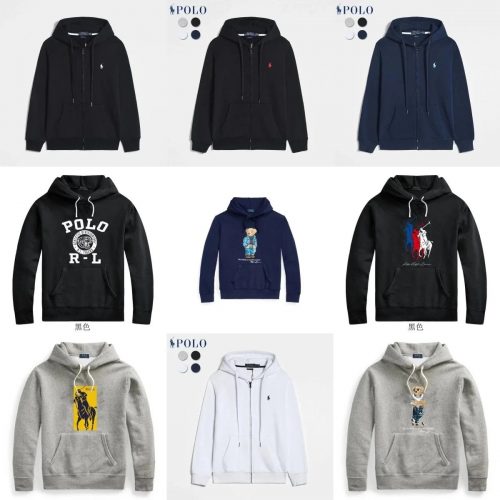 Ralph Lauren Polo Graphic and Zip-Up Hoodies Casual Sweatshirts Multicolor