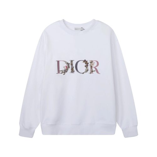 Dior Floral Embroidery Graphic Sweatshirt White