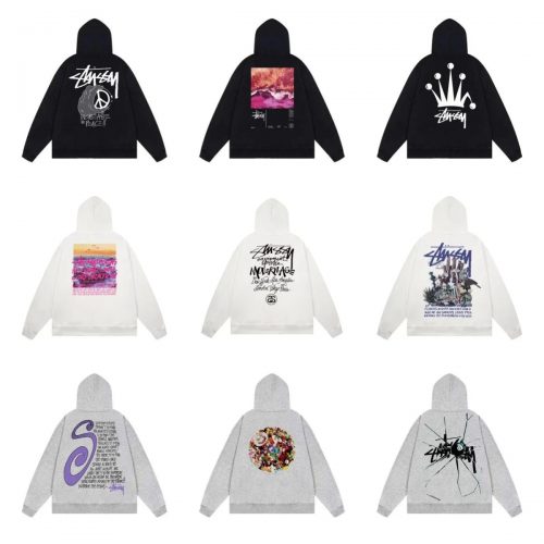 Stussy Graphic Print Streetwear Hoodie Multicolor