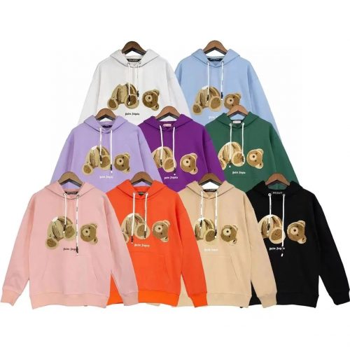 Palm Angels Bear Print Graphic Streetwear Hoodie Multicolor