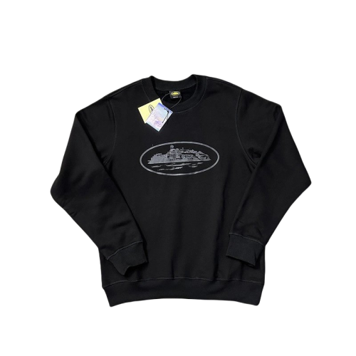 Corteiz Oval Graphic Crewneck Casual Sweatshirt Black