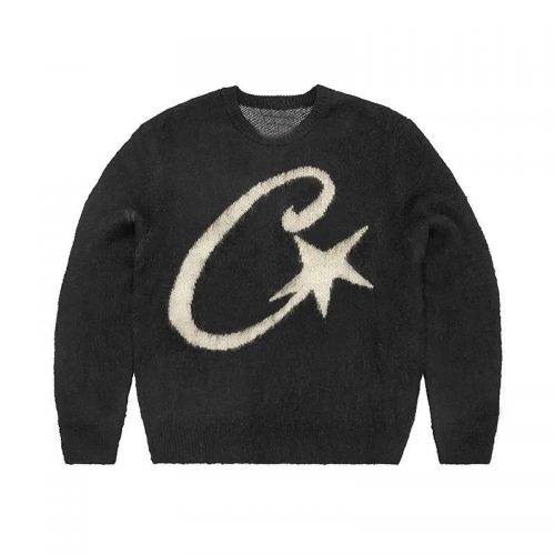 Corteiz C-Star Mohair Fuzzy Sweater Black
