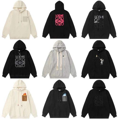 Loewe Anagram Graphic Cotton Hoodie Multicolor
