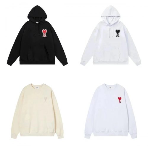 Ami Paris Ami Ami de Coeur Cotton Hoodies and Sweatshirts Multicolor