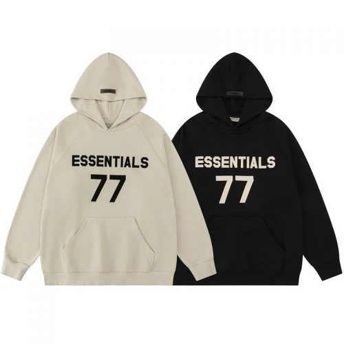 Fear of God Essentials 77 Oversized Hoodie Beige and Black
