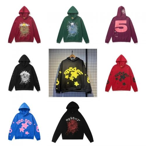 Sp5der Sp5der Web and Star Graphic Streetwear Hoodie Multicolor