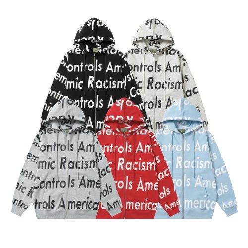 Denim Tears Cotton Wreath Zip-Up Hoodie Graphic Streetwear Sweatshirt Multicolor