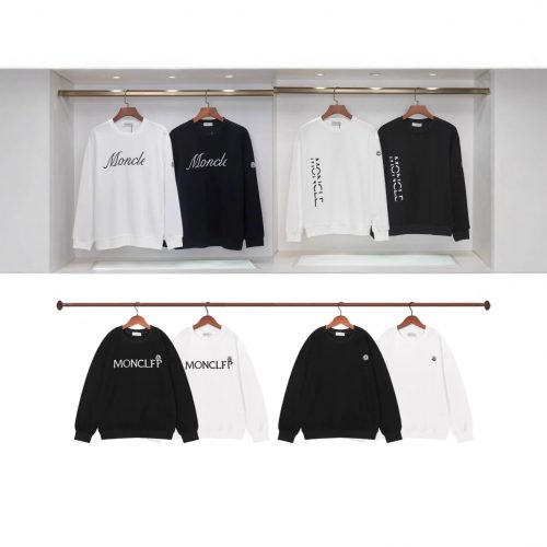 Moncler Graphic Print Crewneck Sweatshirt Black and White