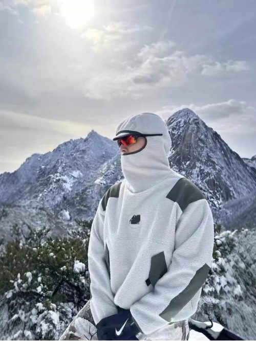 Nike Therma-FIT Fleece Hoodie Warm Outdoor Pullover White