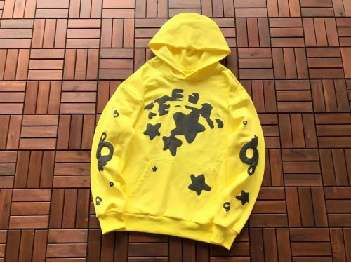 Design Star Graphic Print Streetwear Hoodie Yellow