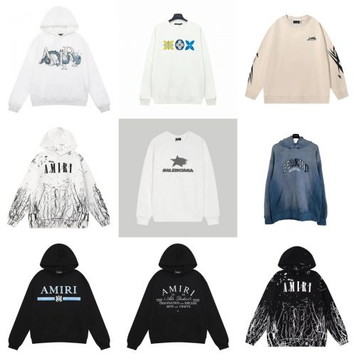 Amiri Graphic Print Streetwear Hoodie Black and White
