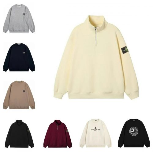 Stone Island Compass Patch Casual Sweatshirt and Quarter Zip Collection Multicolor