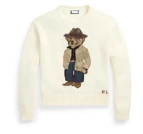 Ralph Lauren RL Polo Bear Graphic Knit Sweater White