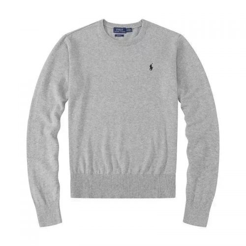 Ralph Lauren Polo Crewneck Classic Cotton Sweater Gray