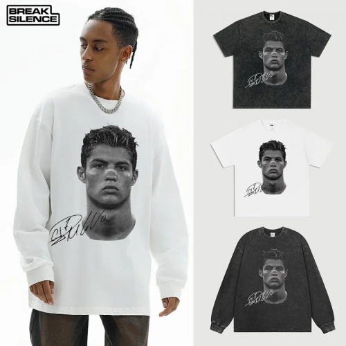 BREAK SILENCE Cristiano Ronaldo Graphic Oversized Tee White and Black