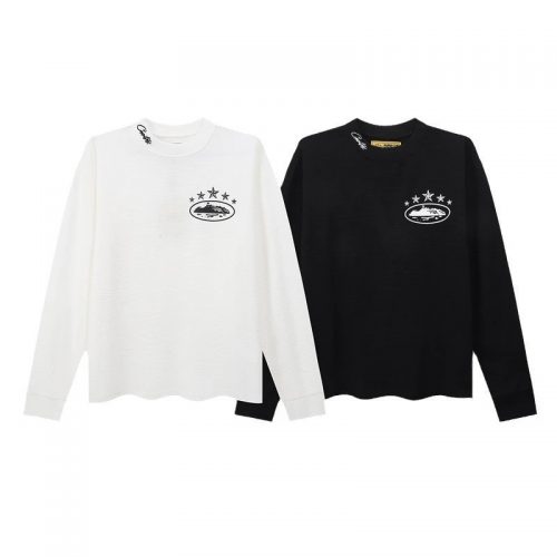 Corteiz CRTZ Star Island Graphic Long Sleeve Shirt Black and White