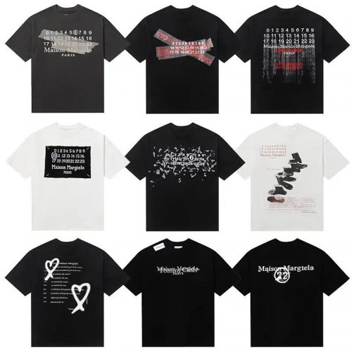 Maison Margiela Number Graphic Cotton T-Shirt Black and White