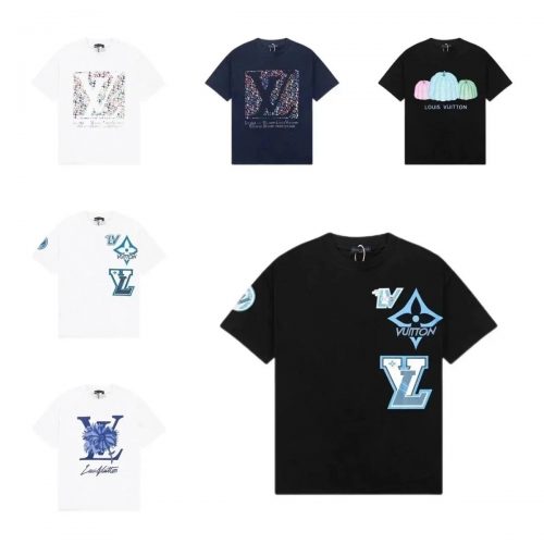 Louis Vuitton LV Graphic Print Cotton T-Shirt Multicolor