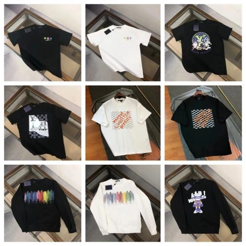 Louis Vuitton LV Graphic Print Cotton T-Shirts and Sweatshirts Multicolor