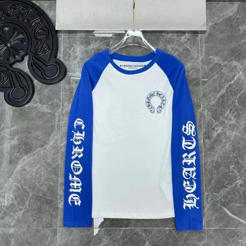Chrome Hearts Raglan Sleeve Graphic Long Sleeve Shirt Blue and White