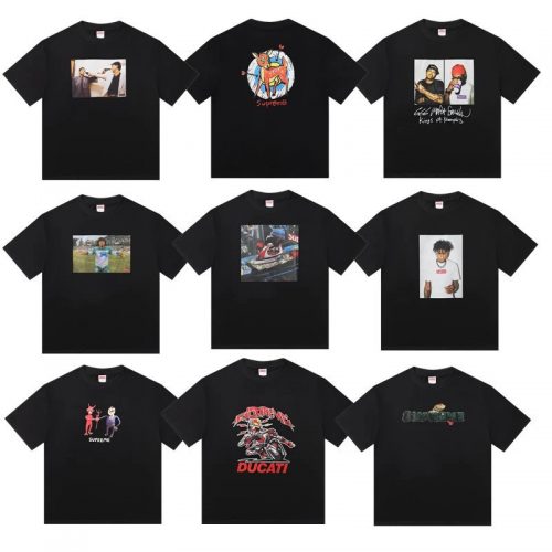 Supreme Graphic T-Shirt Collection Streetwear Cotton T-Shirt Black