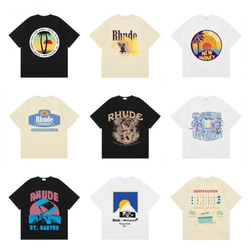 Rhude Graphic Print Cotton T-Shirt Multicolor