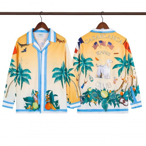 Casablanca Tennis Club Graphic Silk Button-Down Shirt Multicolor