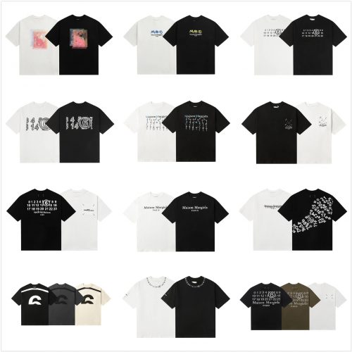 Maison Margiela Graphic Print Cotton T-Shirt Black and White