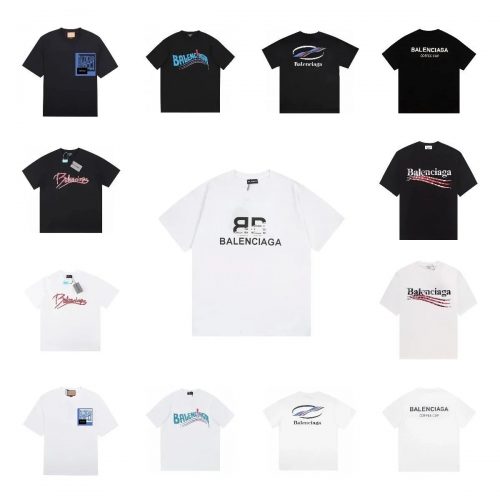 Balenciaga Graphic Print Oversized T-Shirt Black and White
