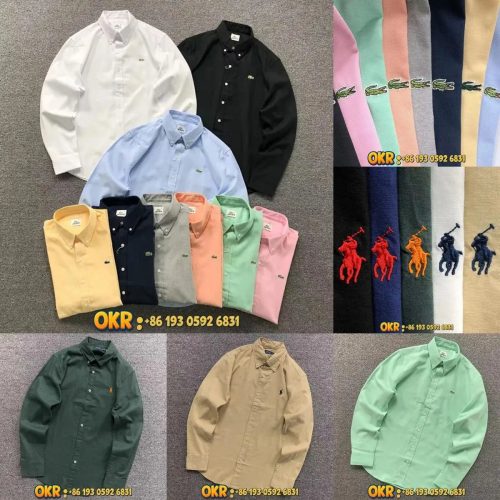 Lacoste Oxford Button-Down Shirt Classic Casual Long Sleeve Shirt Multicolor