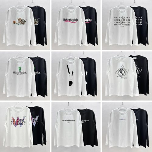 Maison Margiela MM6 Graphic Print Cotton Long Sleeve T-Shirt White and Black