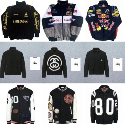 Stussy Varsity Jacket Casual Bomber Jacket Black and White